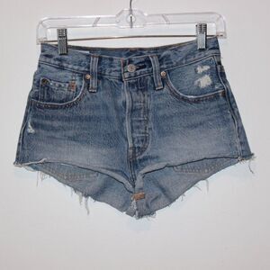 Levi's 501  Blue High Rise Denim Jean Shorts Women's Size 25